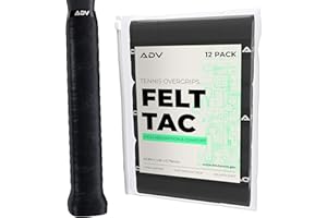 ADV TENNIS ADV Dry Tennis Overgrip Tape - 12-Pack - FeltTac Tennis Racket Grip Tape - Ultra Absorbent Tennis Grip Tape - High Velvety Comfort Tennis Racket Grips - Pro Tested & Designed Tennis Grips Overgrip