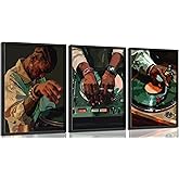 Black Man Canvas Wall Art African American DJ Posters Prints Hip Hop Music Theme Wall Decor Fashion Male Artwork Modern Painting Pictures for Mens Bedroom Dorm DJ Studio Apartment Decorate Unframed