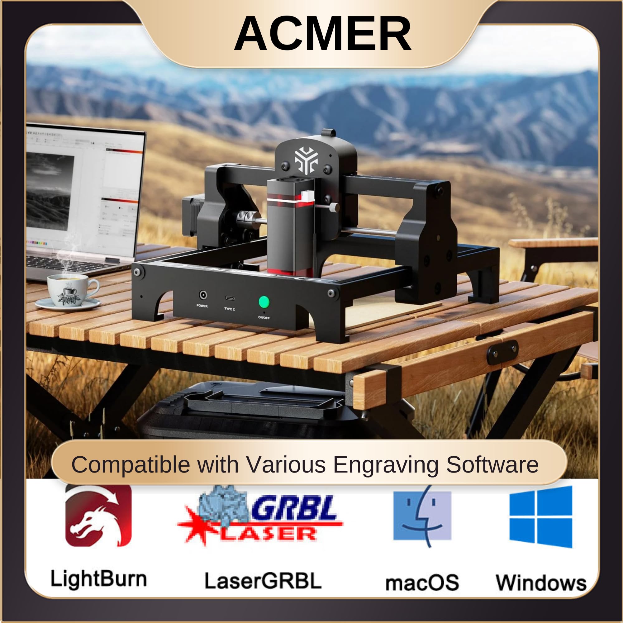 ACMER S1 Laser Engraver for Beginner Mini Laser Engraving Machine for Wood, Leather, Plastic, Laser Class4 (S1 3500mW)