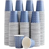 Clawsoff 300 Pack Paper Cups 8 oz, Disposable Hot/Cold Beverage Drinking Cups, 8 OZ Paper Coffee Cups, Navy Floral Coffee Cups for Party, Picnic, Travel, and Events.