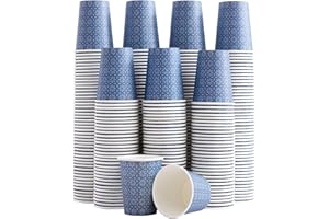 Clawsoff 300 Pack Paper Cups 8 oz, Disposable Hot/Cold Beverage Drinking Cups, 8 OZ Paper Coffee Cups, Navy Floral Coffee Cups for Party, Picnic, Travel, and Events.