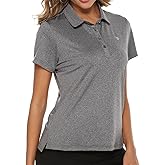 TBMPOY Women's Golf Polo Short Sleeve Shirts Lightweight Moisture Wicking Collared T Shirt Quick Dry 4-Button