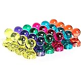 USKYMAG Magnetic Push Pins - Set of 24 Pins, 10x Strength, Brilliant Color and Design Great for the Fridge and Magnetic Whiteboards