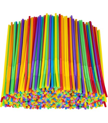 Tomnk 300pcs 10.3 Inches Disposable Flexible Bendy Drinking Straws Plastic St
