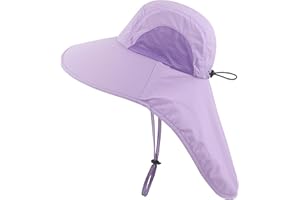 Muryobao Kids Girls Boys Sun Hat Wide Brim UPF50+ Mesh Hats with Neck Flap