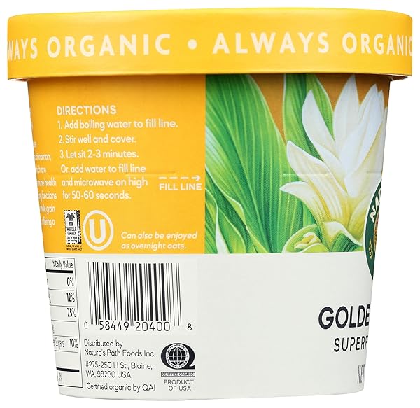 NATURES PATH ORGANIC GOLDEN TURMERIC SUPERFOOD OATMEAL CUP, 1.76 OZ