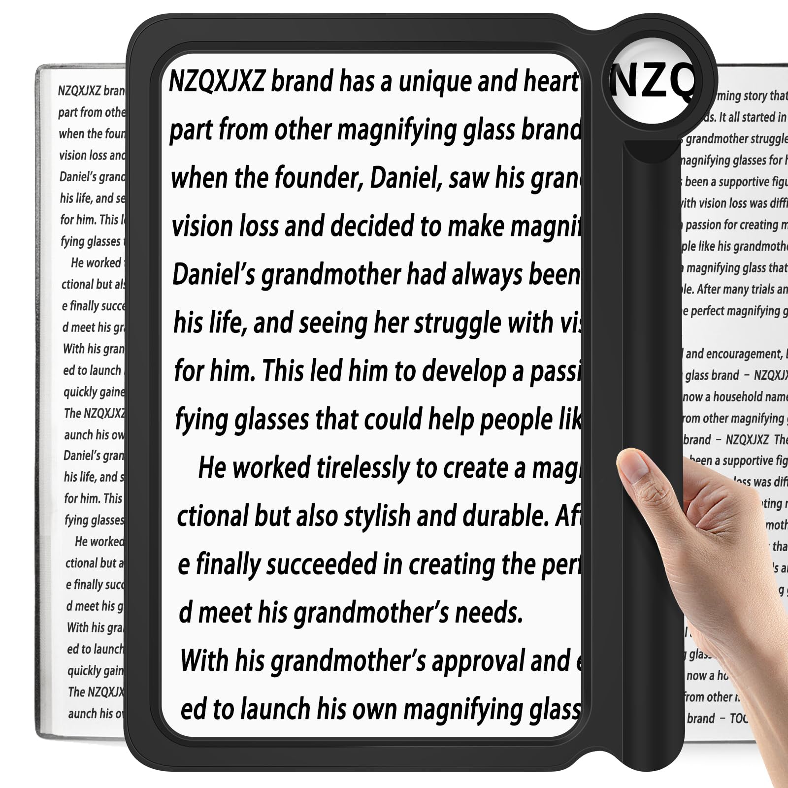 NZQXJXZ 30X 5X Magnifying Glass for Reading, Large and Lightweight Magnifier, Provide Full Book Page Viewing Area, Perfect Handheld Magnifier for Reading Small Prints and Low Vision, Black