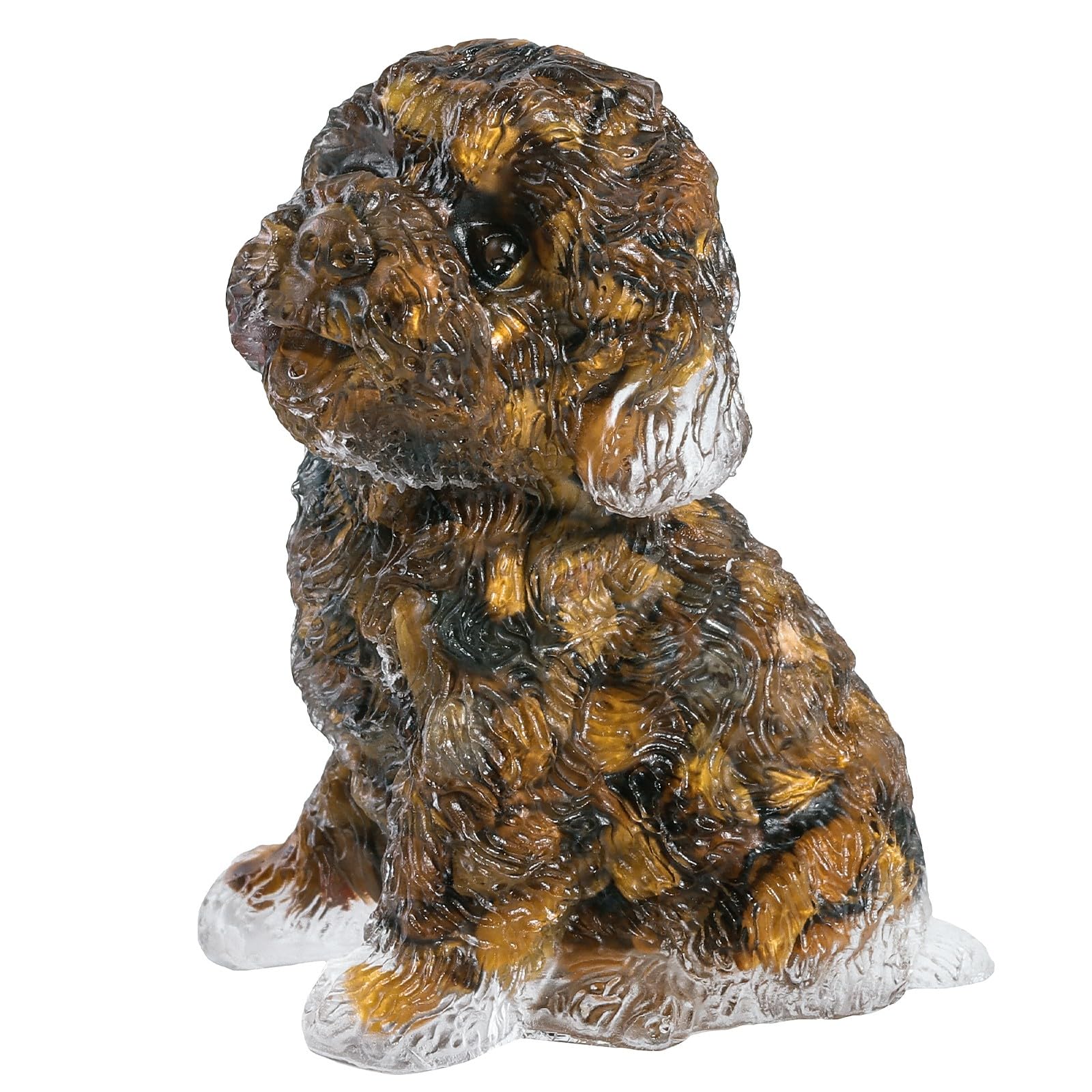 Mookaitedecor 6.5cm Tiger’s Eye Crystal Sitting Dog Figurine - Healing Crystal Puppy Gift & Good Luck Desk Decoration