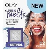 Olay Cleansing Melts + Retinol Face Cleanser, 12ct, Water-Activated Face Wash Cleans, Tones, and Refreshes Skin
