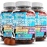 Ashwagandha Maca Root Gummies with Fenugreek Hibiscus Slippery Elm Saffron Extract & Beta Carotene | Peach Flavor Vegan Gummy Vitamins Adaptogen Cortisol Supplement Energlo by Clean Nutra (3)