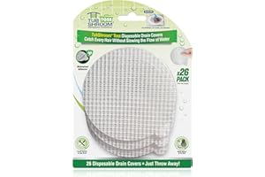 TubShroom Toss 26pk Disposable Drain Covers - Hair Catcher Mesh Sticker Strainers for Shower Bathtub and Bathroom Sink Drains to Prevent Clogged Drains, Half Year Supply