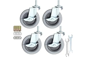 AOCHENLY Caster Wheels, Heavy Duty Casters Threaded Stem Casters No Noise Swivel Casters Set of 4 Locking Castor Wheels for Funiture, Workbench, Carts (4 Inch, Metric Size M10-1.50×25mm)