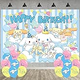 Cinnamoroll Birthday Party Decoration,Cinnamoroll Party Photo Background 5 x 3 FT and 18 Pcs Balloon,Dog Merch Party Backdrop Supplies