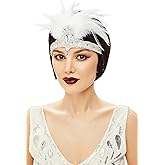 BABEYOND 1920s Headpiece Flapper Headband - Roaring 20s Crystal Showgirl Hair Band Gatsby Headband with Feather