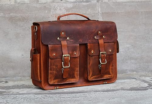 personalised leather messenger bag