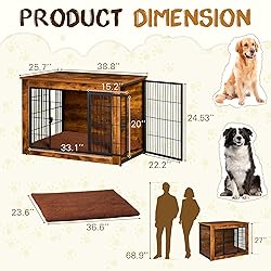 Bigrab Dog Crate Furniture with Thick Cushion, Side