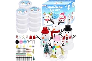 CIYOJA 12Pack Build a Snowman Kit for Kids - Christmas Snowman Crafts DIY Toy, Modeling Clay Snow Man Making Game, Air Dry Clay Art Activity Gift for Stocking Stuffers Party Favor Winter Holiday