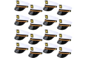 SGBETTER White Captain Hat Bulk Adjustable Boat Sailor Hats Nautical Captain Hat for Cruise Theme Party Costume Accessory