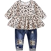 XUANHAO Baby Girl Clothes 12 18 24 Months Outfits For Infant Toddler Denim Girls' Clothing Ruffle Top Ripped Jeans Pant Sets