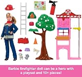 Barbie Careers Firefighter Doll & Playset with Fire Station Tree 10+ Accessories view 3