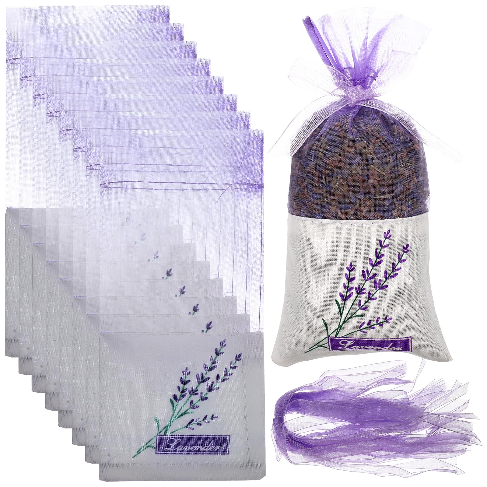 30pcs Dried Lavender Sachets Small Purple Sachets Craft Bags Sachet Empty Bags Gift Bags (Light Purple)