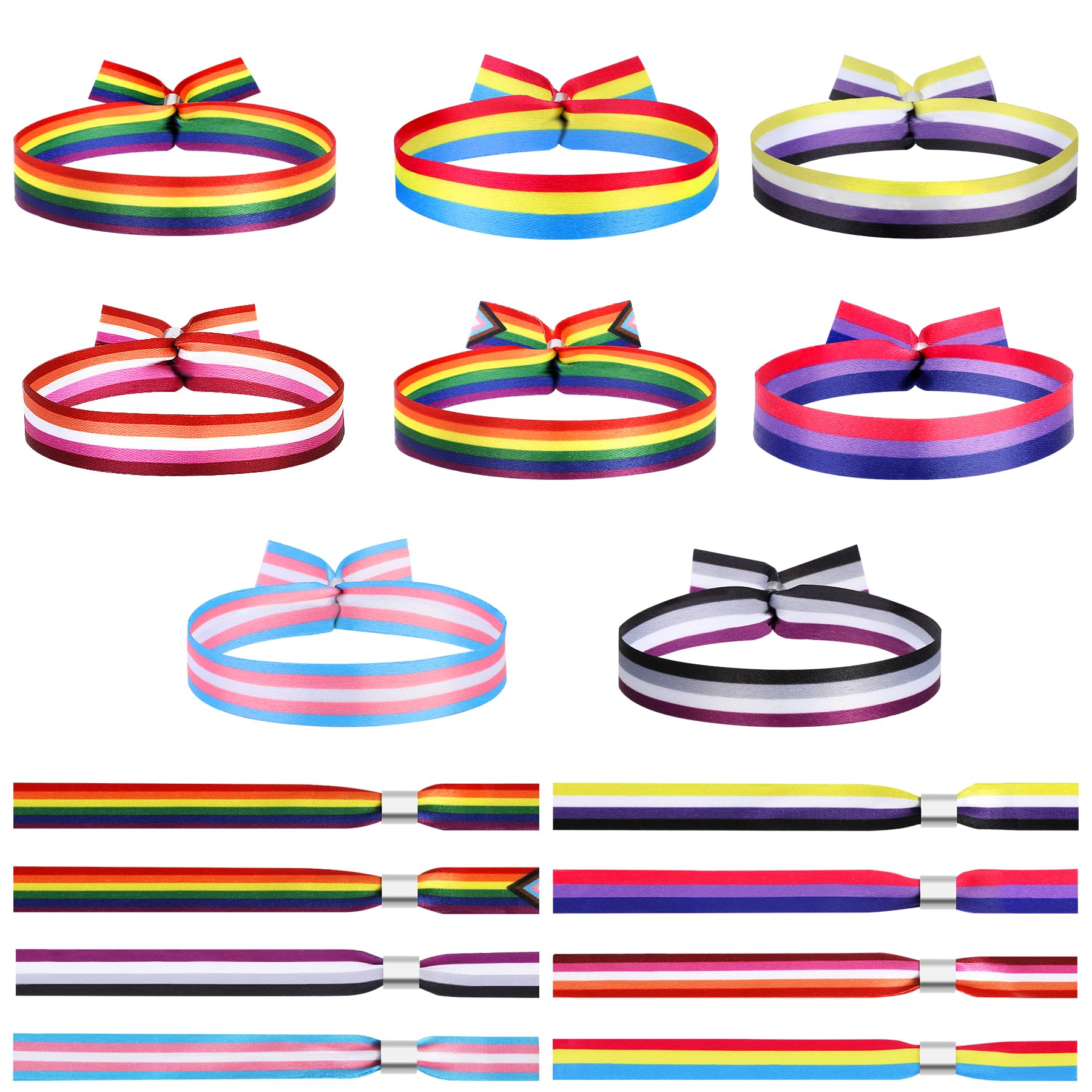 HOWAF 16 PCS LGBT Gay Pride Bracelet Wristband, Rainbow Bracelet Lesbian Trans Bisexual Pansexual Non Binary Asexual Flag Wristband for LGBT LGBTQ Gay Pride Accessories Rainbow Accessories