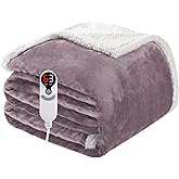 Electric Heated Blanket Full Size 72"x84", Soft Flannel with Overheat Protection, 9 Adjustable Heat Settings & 10-Hour Auto-Off Timer, Fast Heating for Winter Comfort, Purple
