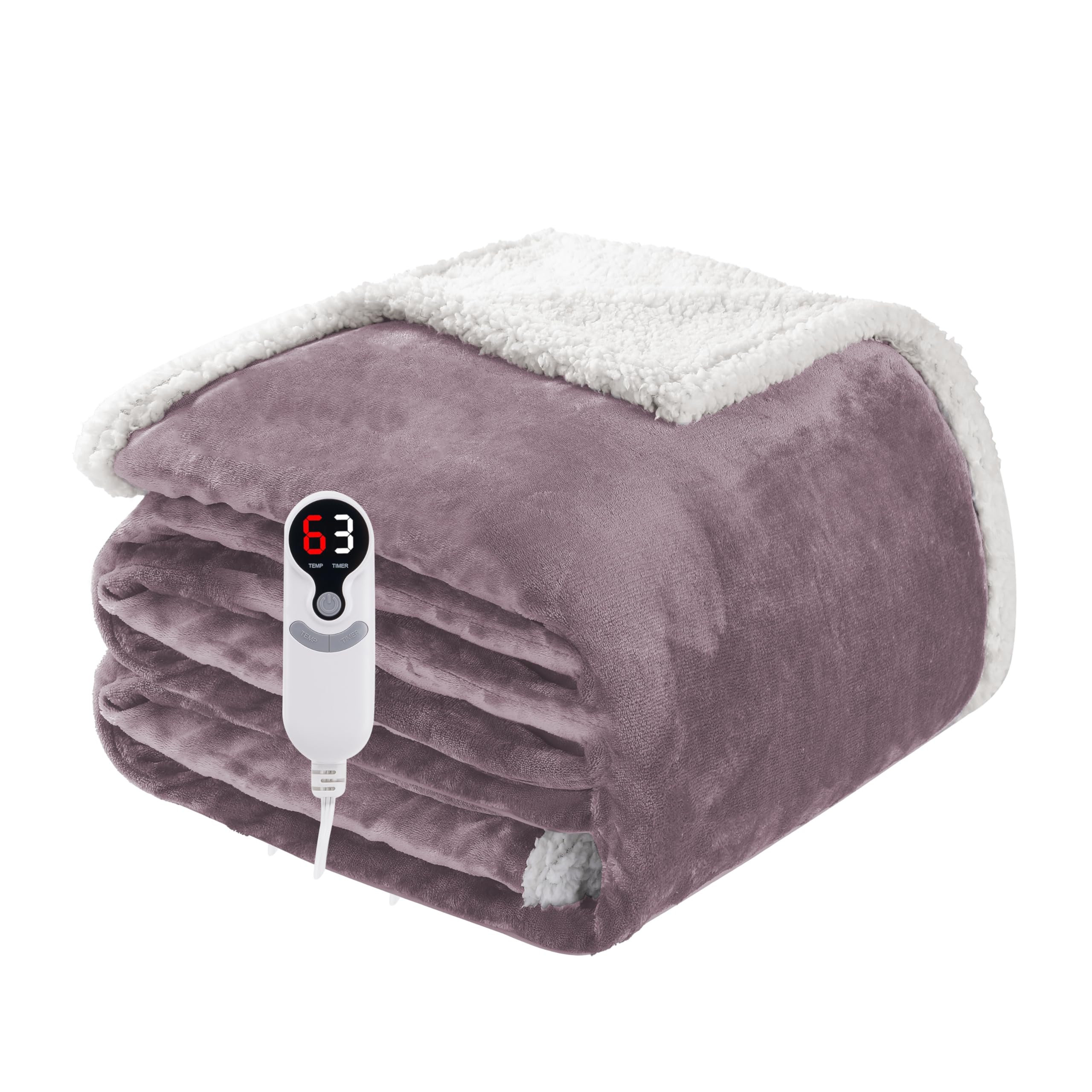 View 1 of **MISSING PARTS**
Electric Heated Blanket Twin Size 62"x84", Soft Flannel with Overheat Protection, 9 Adjustable Heat Settings & 10-Hour Auto-Off Timer, Fast Heating for Winter Comfort, Purple