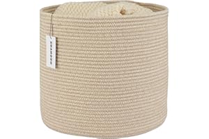 XUANGUO Cotton Rope Basket For Girls Boys Kids 16”X14” Baby Laundry Basket Nursery Bin Round Woven Baskets Organizer For Storage Toys Blankets Shoes Clothes oatmeal