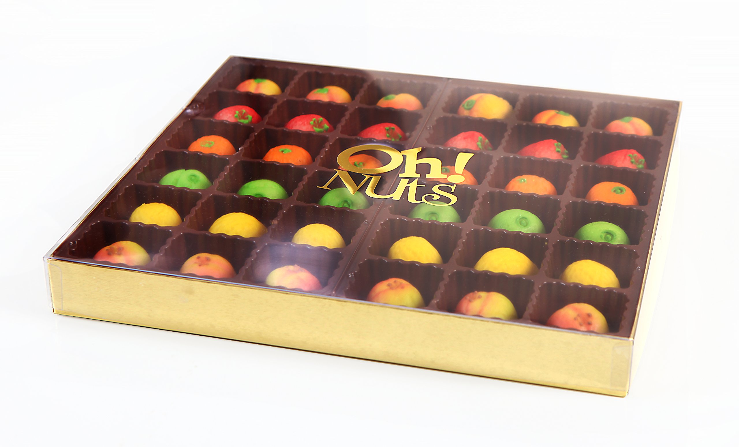 Oh! Nuts Marzipan Candy Fruits, Holiday Marzipans Gift Tray in a Fancy