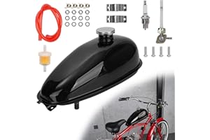 MTATCN 4L 1.06 Gallon Mini Bike Gas Tank Fuel Tank with Cap & Spark Plug & Petcock & Fuel Line & Fuel Filter for 2 stroke 49cc 60cc 66cc 80cc Engines Motorized Bicycle Motor Bikes