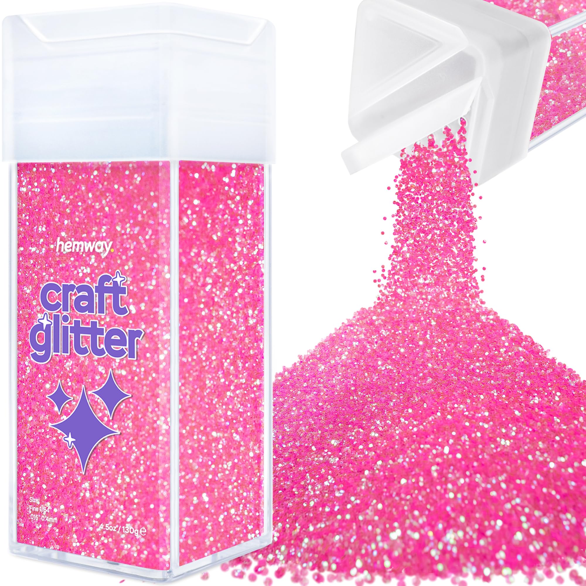 Hemway Glitter Shaker Baby Pink Iridescent 110g Fine, Craft Glitter Shaker for Resin & Epoxy Crafts, Christmas Art Supplies, Nail, Body, Face, Eye, Festival, Crafting, Slime, Sparkle