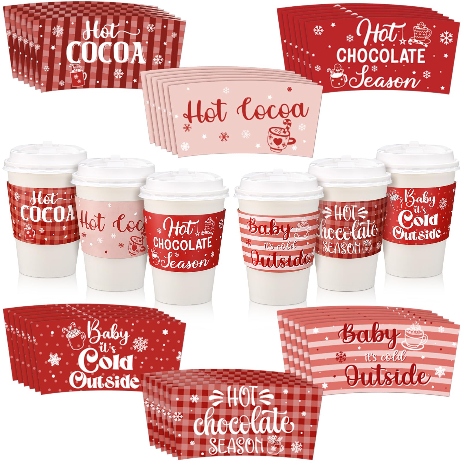 Photo 1 of ** FACTORY SEALED **Vesici 36 Sets Christmas Hot Cocoa Coffee Cup with Lids and Sleeves 12oz Christmas Disposable Paper Cup Hot Cocoa Chocolate Bar Supplies for Xmas Winter Holiday Office Bar Business Party(Plaid)