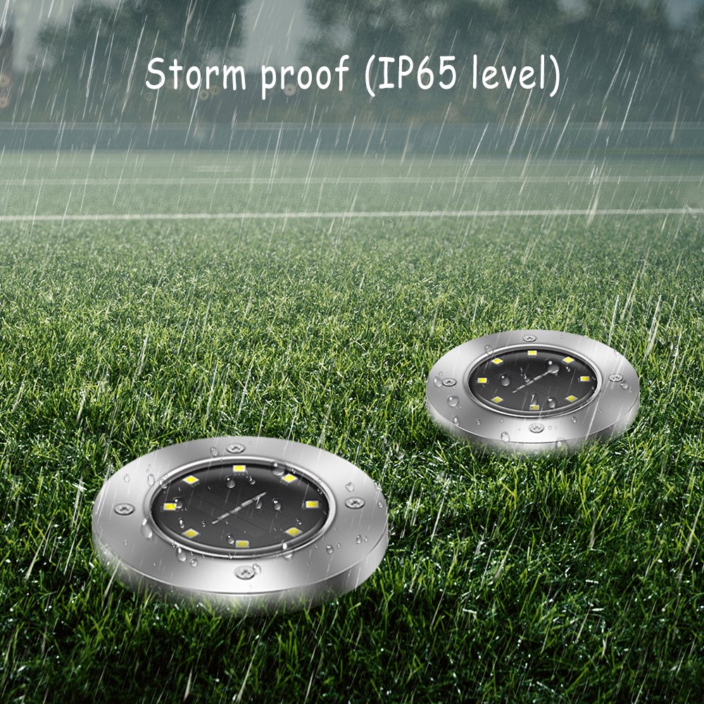 Maluokasa Solar Lights Outdoor Pathway, IP65 Water-Resist No-Wire Easy-Use Ground Light Bright 8 Pcs Led White Light for Yard Patio Path Driveway Lawn (4 Pack)