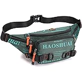Fanny Pack for Men Women Waist Bag with Headphone Jack Utility Hip Belt Pouch Crossbody Bags Bumbag for Cycling Hiking Walking Fishing Deep Green