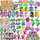 118 Pcs Party Favors for Kids, Pop Fidget Treasure Box Toys, Valentines Gift Classroom Prizes, Pinata Filler Goodie Bag Stuffers, Treasure Chest Carnival Prizes, Prize Box Bulk Toys for Boys Girls 4-8