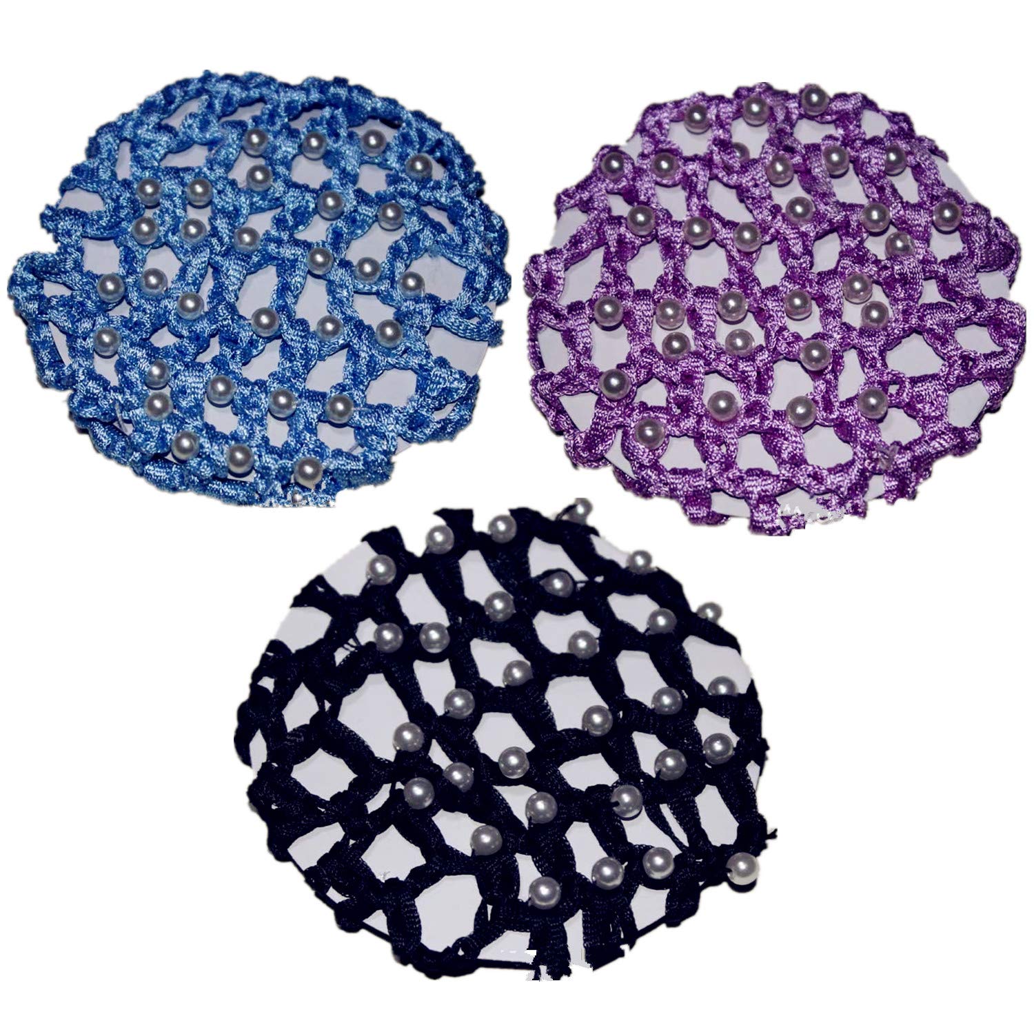 YouU Ladies Handmade Knit Mesh Fabric Rhinestone Bun Cover Snood Hair Net hair Accessories For Ballet Dance Skating Sports and Daily Working