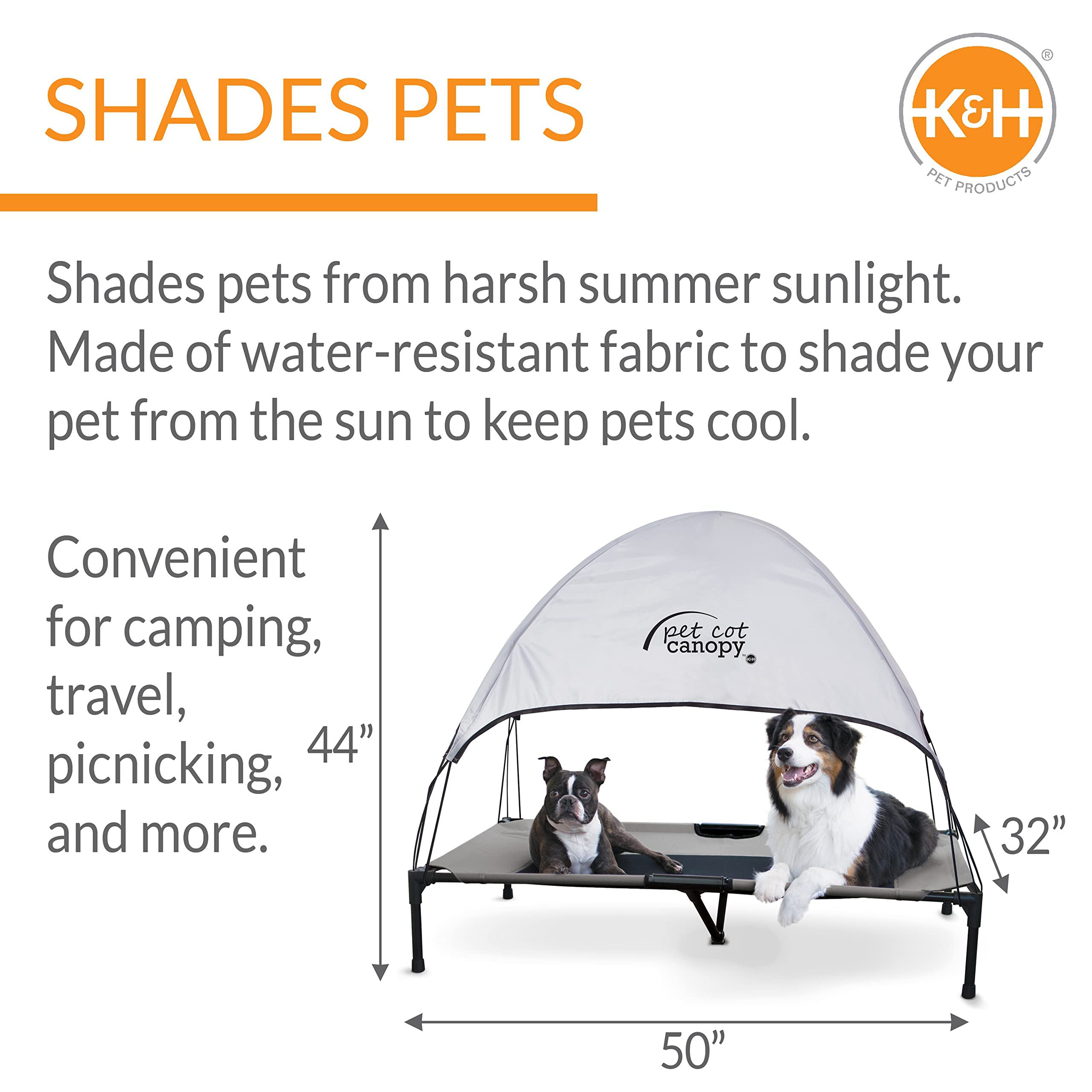 K&H Pet Products Original Pet Cot Elevated Dog Bed & Cot Canopy, Gray, XLarge Pricepulse