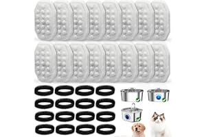 NIXOOT 16 Pack Cat Water Fountain Replacement Filters & Pre-Filter Sponges for Rellaty and Neareal 108oz/3.2 Automatic Pet Water Fountain