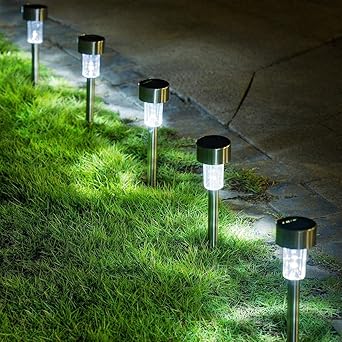 Gigalumi 16 Pack Solar Path Lights Solar Lights Outdoor Garden Led Light Landscape Pathway Lights For Patio Lawn Yard Driveway Walkway Stainless Steel Amazon In Garden Outdoors