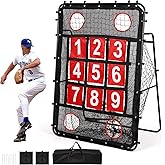Whiidoom Pitching Net with Strike Zone, 9 Hole Baseball Pitching Target, Portable Softball Baseball Training Equipment with Carry Bag