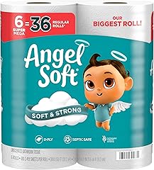 Angel Soft Toilet Paper, 6 Super Mega Rolls = 36 Regular Rolls, Soft and Strong Toilet Tissue