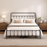 Chroark King Size Metal Bed Frame with Headboard and Footboard,Black | 12 Inch Underbed Storage Space, Heavy Duty Mattress Foundation, Steel Slat Support, No Box Spring Needed
