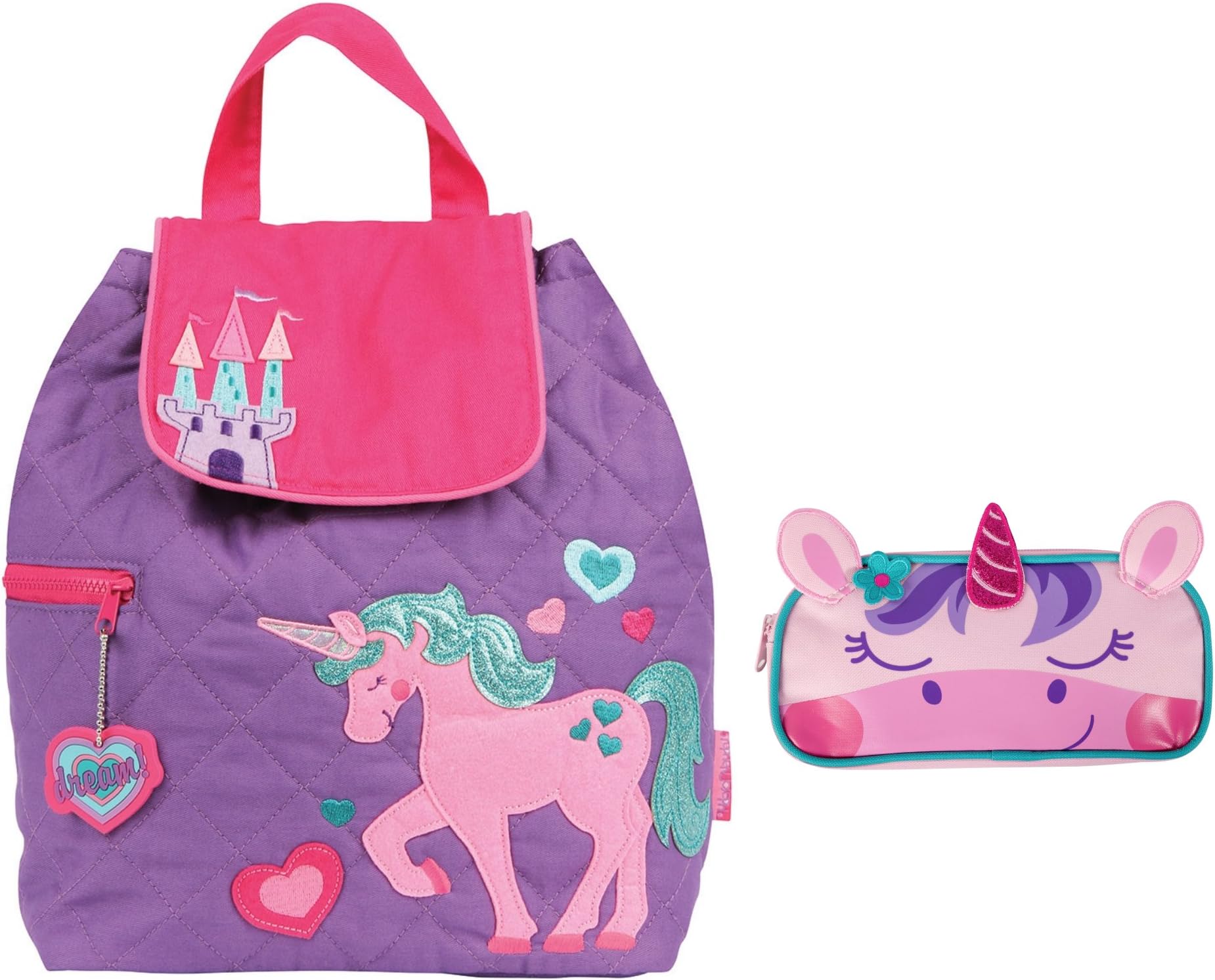 Stephen Joseph Girls Quilted Unicorn Backpack and Pencil Case