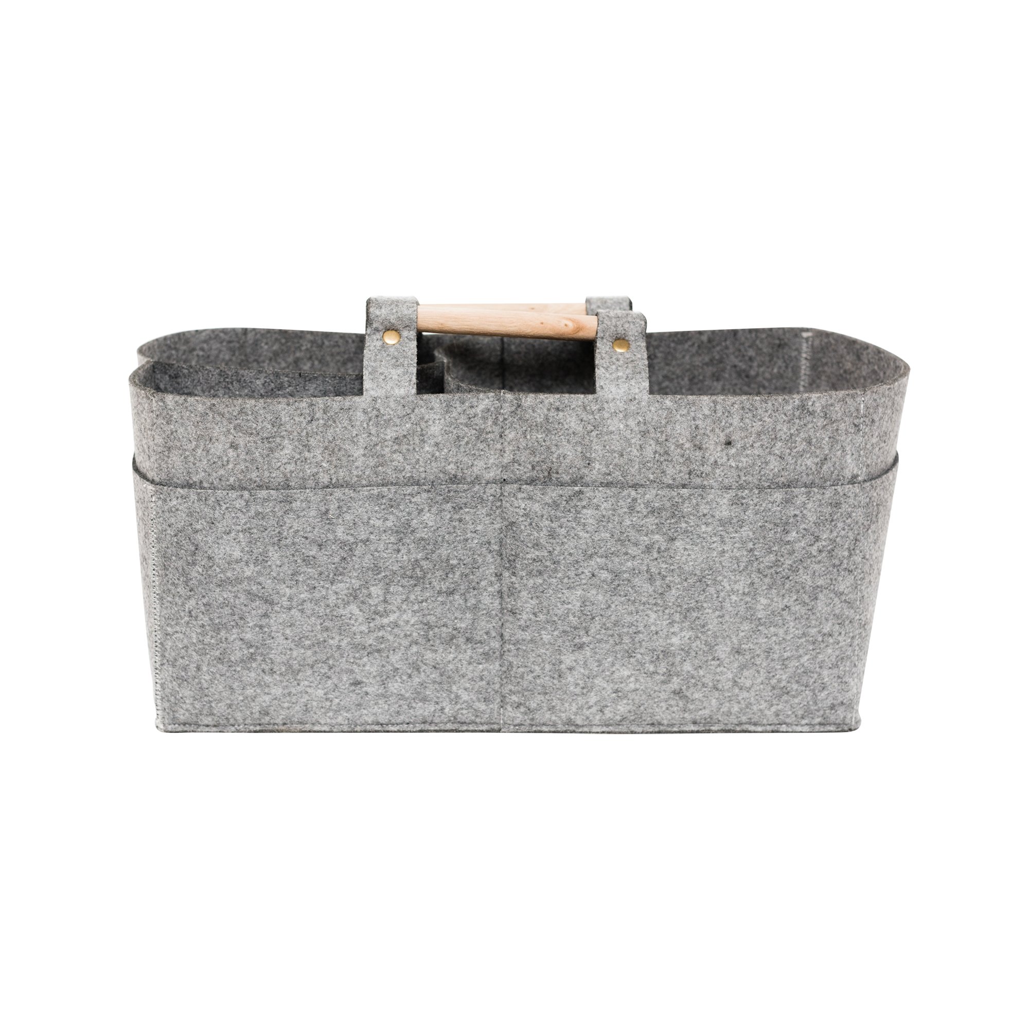 Korbond Creations High Quality Grey Felt Toto-26.5cm x 41cm x 4.5cm,Caddy with Flat Base & Carry Handles – Craft Storage, Nappy/Diaper Bag/Organiser, Nursery Decoration, Car Travel, Kindling, One Size