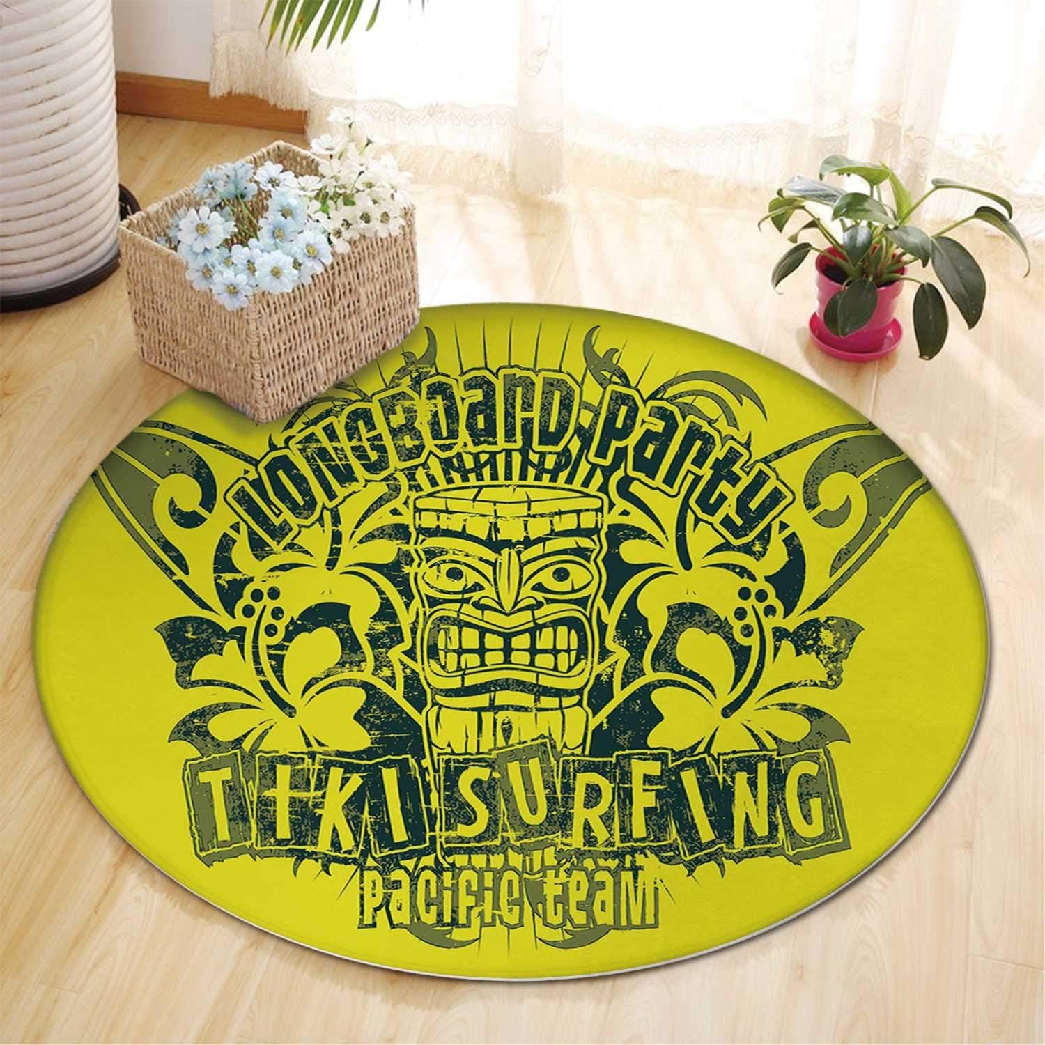 Tiki Bar DRugr Rug,Tiki Surf Rug Longboard Party Grungy Display