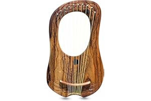 WOLDORF USA 10 Metal Strings lyre harp Engraved Celtic Design Natrual finish tuning key, Carrying bag