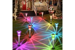 Eyrosa Solar Outdoor Lights, 10 Pack Solar Pathway Lights Outdoor Waterproof, Stainless Steel Stake Lights for Garden Yard Path Walkway Driveway Patio Lawn Decor,Color Changing