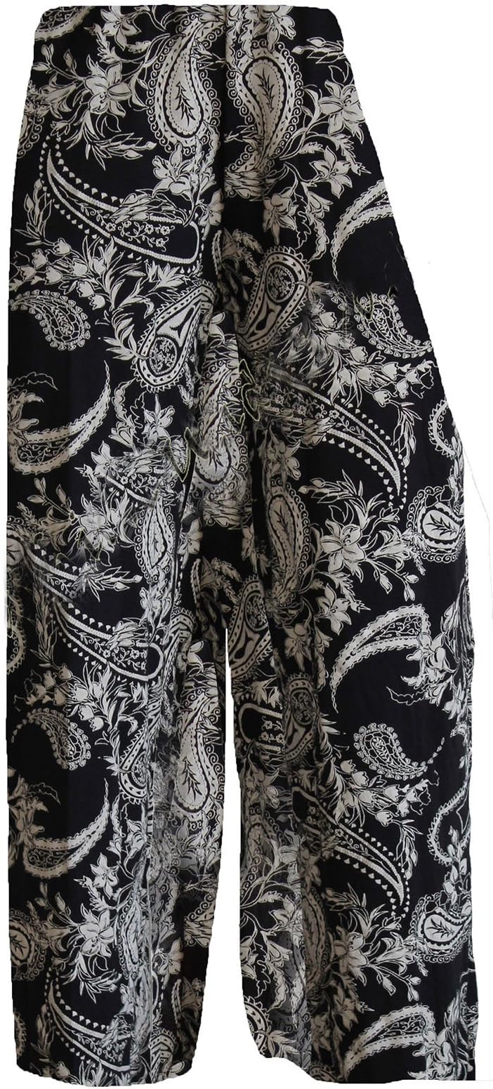 F4Uยฎ New Ladies Floral Print Palazzo Trousers Womens Wide Leg Summer Pants Plus Sizes 8-26