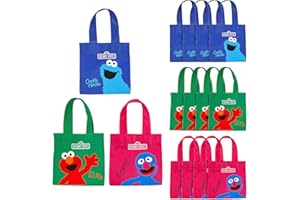 AoneFun Sesame Street Party - Sesame Street Goodie Bags Elmo Party Supplies Elmo Goodie Bags for Treats Candy Pinata Birthday Favors Mini Totes Set of 12